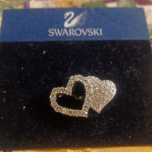 Swarovski Silver Crystal Heart Brooch